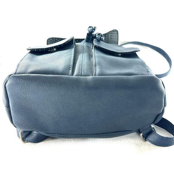 American Eagle AE Blue Faux Leather Mini Backpack Purse Drawstring Flap Bag - Picture 8 of 9